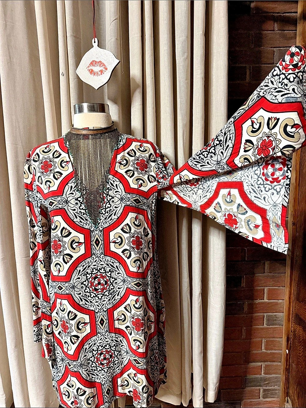 Women's Red & White Mini Dress Like New